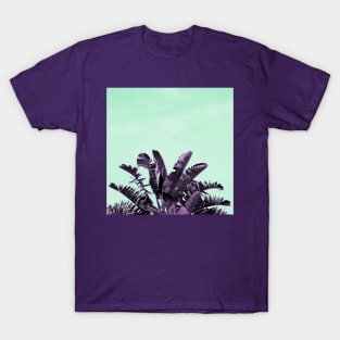 Purple banana leaves, turquoise sky T-Shirt